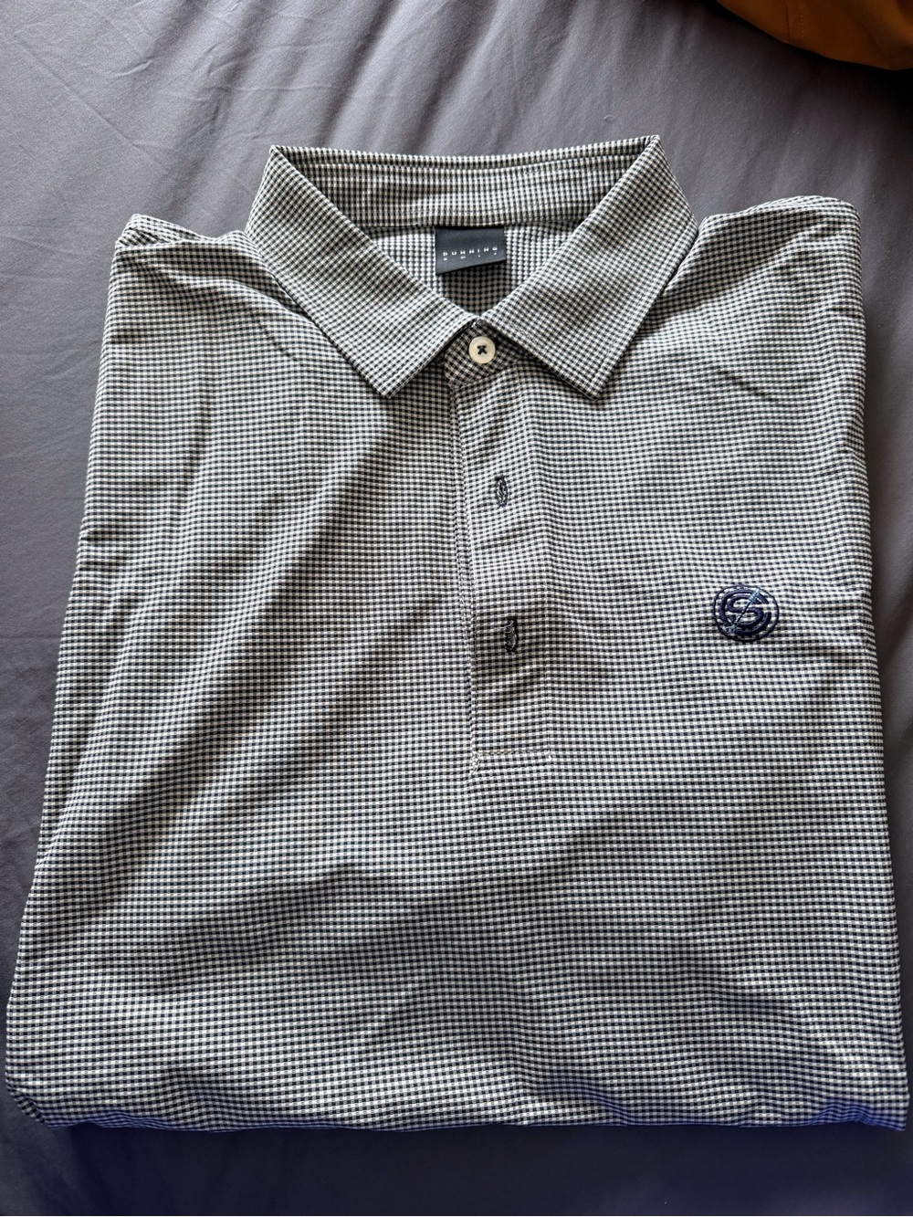 Dunning Golf Men's Short Sleeve Polo Shirt - Gray/White Micro-Check